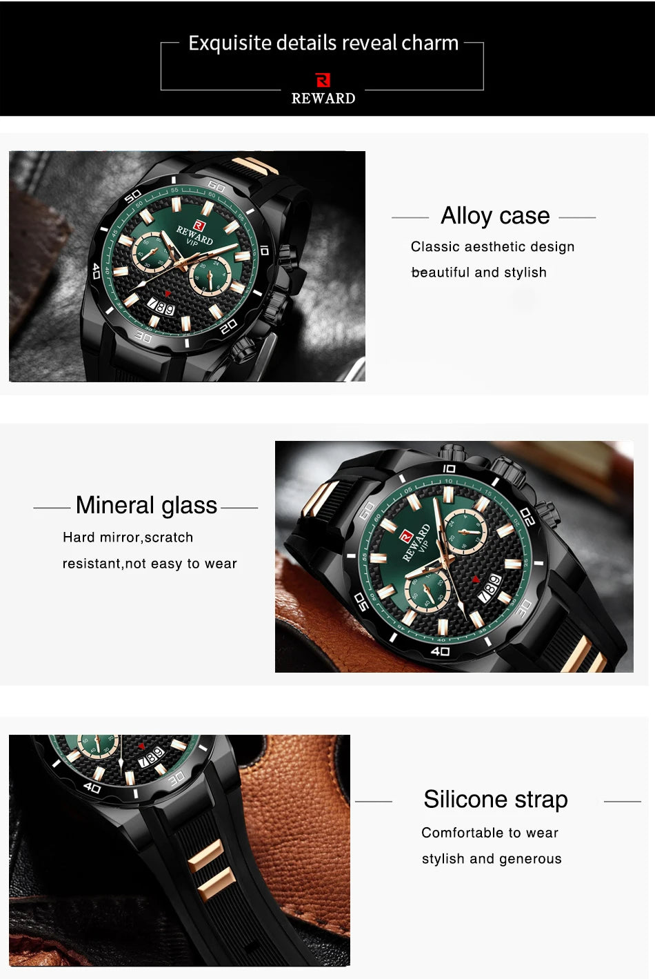 Kavari Royale REWARD Chronograph Watch – Men’s Sport Luxury Silicone Strap