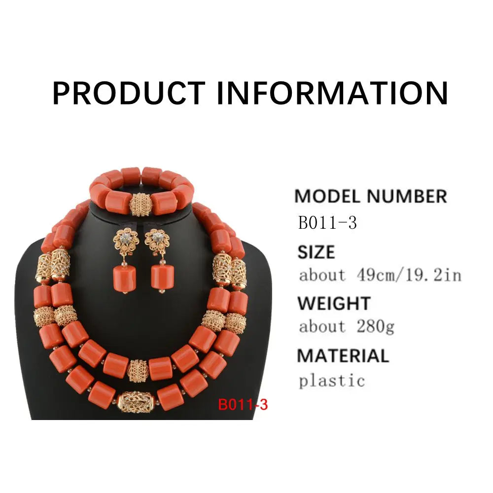 Kavari Royale African Beads Jewelry Set – Women’s Crystal Necklace & Earrings Bridal Wedding Jewelry (Nigerian & Indian Style)
