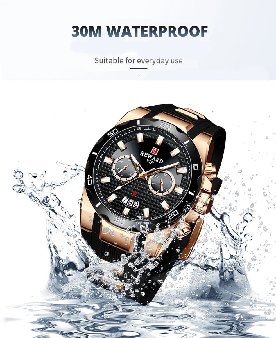 Kavari Royale REWARD Chronograph Watch – Men’s Sport Luxury Silicone Strap