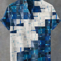 Kavari Royale Men’s Artistic Print Linen Shirt – Casual Short Sleeve Minimal Pattern Top | Fast Delivery