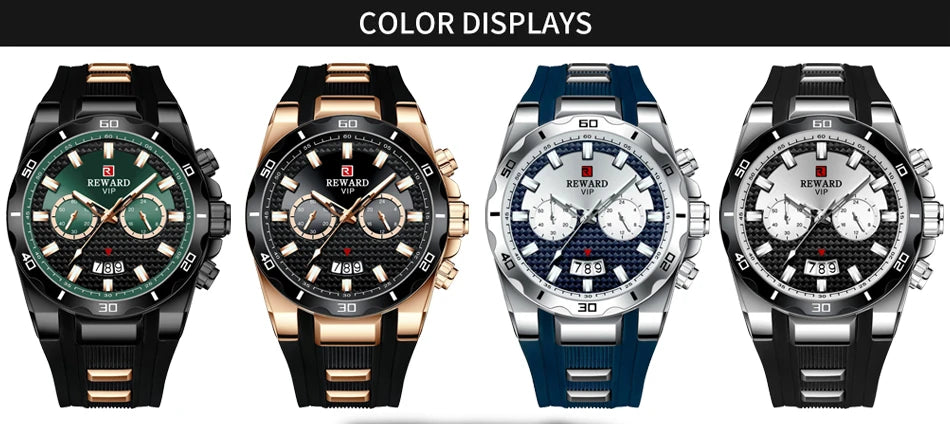 Kavari Royale REWARD Chronograph Watch – Men’s Sport Luxury Silicone Strap