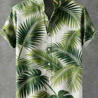 Kavari Royale Men’s Linen Lapel Shirt – Ethnic Totem 3D Printed Hawaiian Short Sleeve Vacation Party Wear