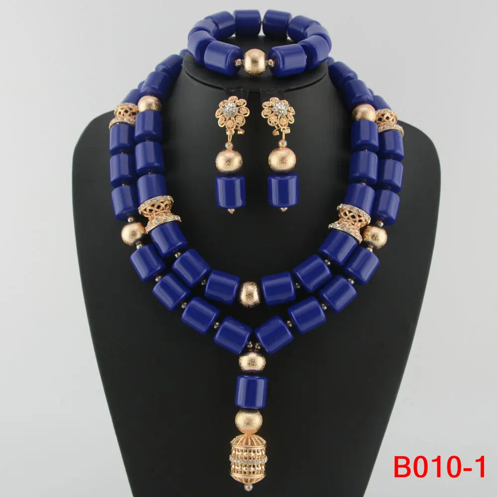 Kavari Royale African Beads Jewelry Set – Women’s Crystal Necklace & Earrings Bridal Wedding Jewelry (Nigerian & Indian Style)