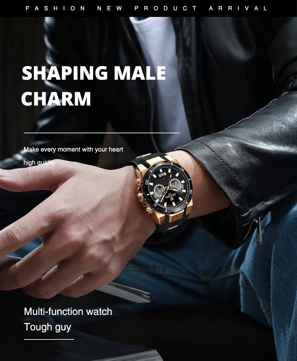 Kavari Royale REWARD Chronograph Watch – Men’s Sport Luxury Silicone Strap