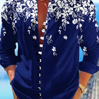 Kavari Royale Men’s Long Sleeve Tribal Print Shirt – Vintage Summer Casual Beach Party Wear