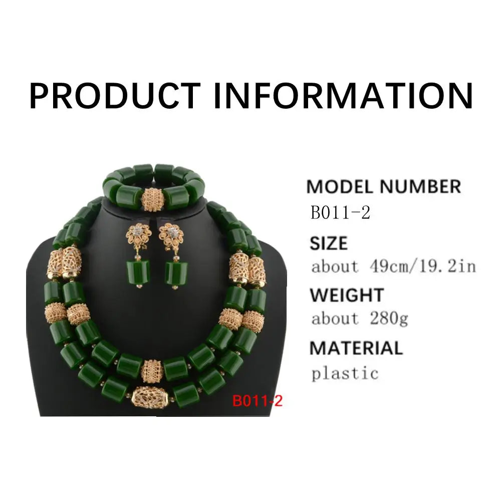 Kavari Royale African Beads Jewelry Set – Women’s Crystal Necklace & Earrings Bridal Wedding Jewelry (Nigerian & Indian Style)