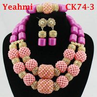 Kavari Royale African Beads Jewelry Set – Women’s Crystal Necklace & Earrings Bridal Wedding Jewelry (Nigerian & Indian Style)