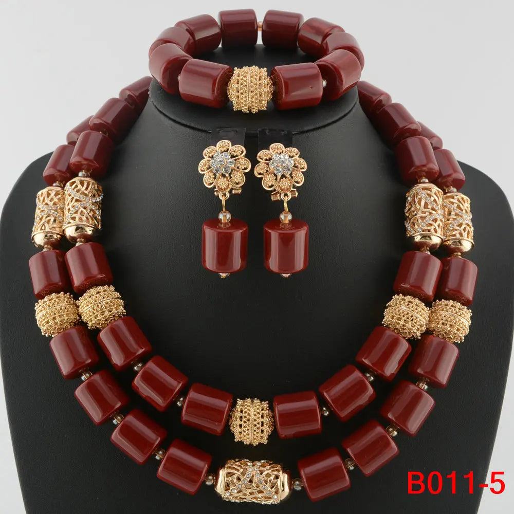 Kavari Royale African Beads Jewelry Set – Women’s Crystal Necklace & Earrings Bridal Wedding Jewelry (Nigerian & Indian Style)