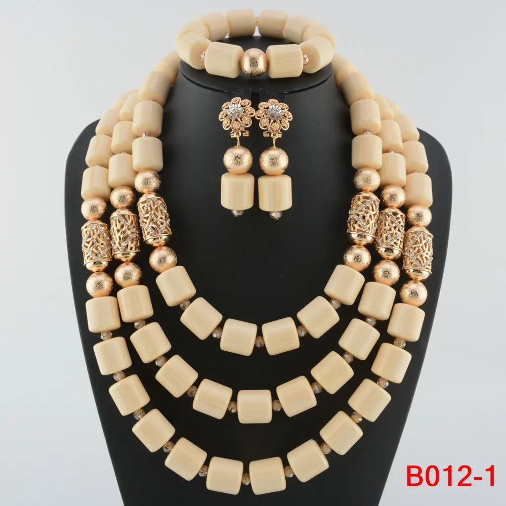 Kavari Royale African Beads Jewelry Set – Women’s Crystal Necklace & Earrings Bridal Wedding Jewelry (Nigerian & Indian Style)