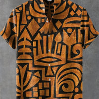 Kavari Royale Men’s Cartoon Cat Print Linen Shirt – Comfortable Short Sleeve Casual Art Design