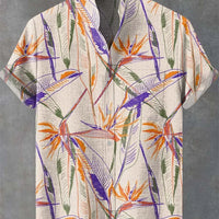 Kavari Royale Summer Wave Linen Shirt – Retro 3D Fish Print Hawaiian Beach Short Sleeve Casual Wear