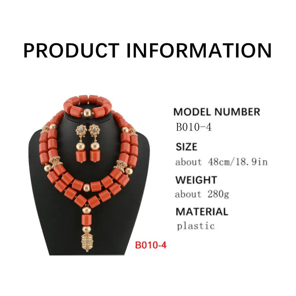 Kavari Royale African Beads Jewelry Set – Women’s Crystal Necklace & Earrings Bridal Wedding Jewelry (Nigerian & Indian Style)