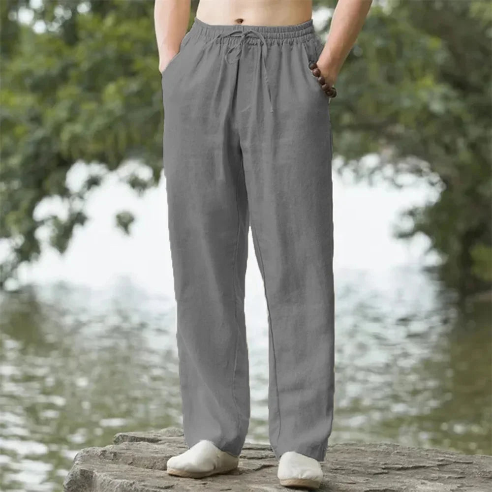 Kavari Royale Men’s Cotton Linen Beach Joggers – Casual Loose Fit Sweatpants for Summer Vacation (M–4XL)