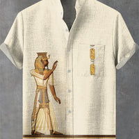 Kavari Royale Men’s Sea Wave 3D Printed Linen Shirt – Short Sleeve Harajuku Streetwear Casual Summer Holiday Top