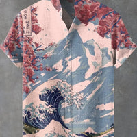 Kavari Royale Wave Linen Shirt – Men’s Short Sleeve Summer Beach Style Casual Wear