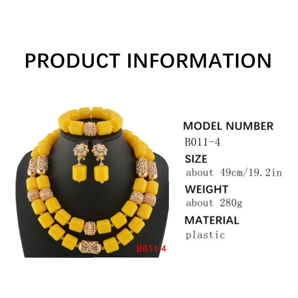 Kavari Royale African Beads Jewelry Set – Women’s Crystal Necklace & Earrings Bridal Wedding Jewelry (Nigerian & Indian Style)