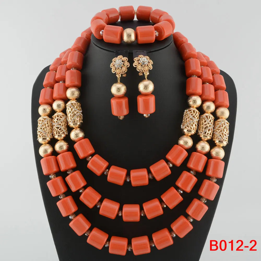Kavari Royale African Beads Jewelry Set – Women’s Crystal Necklace & Earrings Bridal Wedding Jewelry (Nigerian & Indian Style)