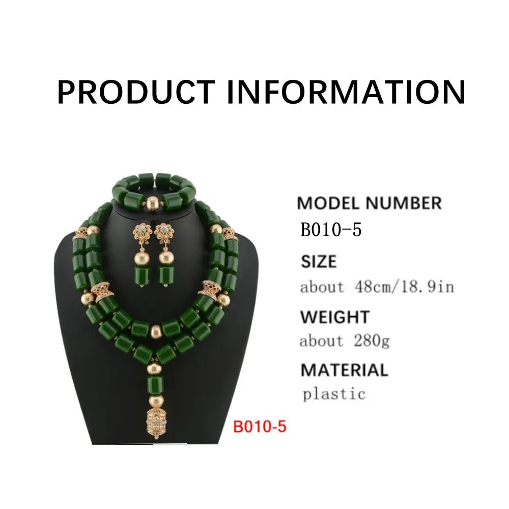 Kavari Royale African Beads Jewelry Set – Women’s Crystal Necklace & Earrings Bridal Wedding Jewelry (Nigerian & Indian Style)