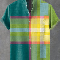 Kavari Royale Men’s Artistic Print Linen Shirt – Casual Short Sleeve Minimal Pattern Top | Fast Delivery