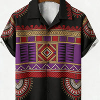 Kavari Royale Men’s Ethnic Tribal 3D Printed Linen Shirt – Hawaiian Tropical Short Sleeve Lapel Casual Wear