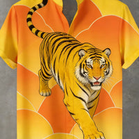 Kavari Royale Men’s Tiger & Phoenix 3D Printed Linen Shirt – Hawaiian Casual Short Sleeve Outdoor Wear 2026