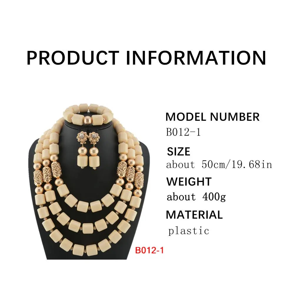 Kavari Royale African Beads Jewelry Set – Women’s Crystal Necklace & Earrings Bridal Wedding Jewelry (Nigerian & Indian Style)