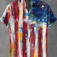Kavari Royale Men’s Artistic Print Linen Shirt – Casual Short Sleeve Minimal Pattern Top | Fast Delivery