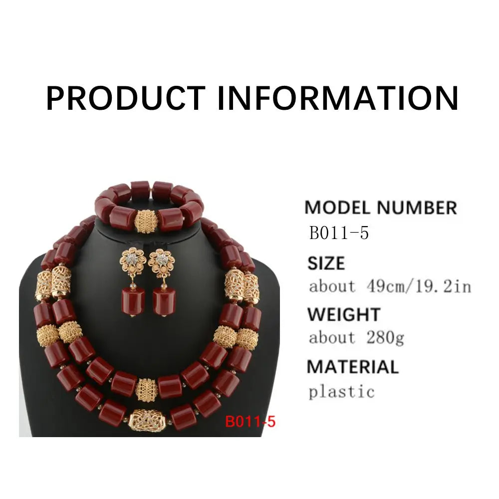 Kavari Royale African Beads Jewelry Set – Women’s Crystal Necklace & Earrings Bridal Wedding Jewelry (Nigerian & Indian Style)