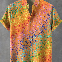 Kavari Royale Men’s Cartoon Cat Print Linen Shirt – Comfortable Short Sleeve Casual Art Design