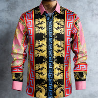 Kavari Royale Men’s French Luxury Baroque Shirt – 3D Printed Long Sleeve Hawaiian Vacation & Wedding Wear
