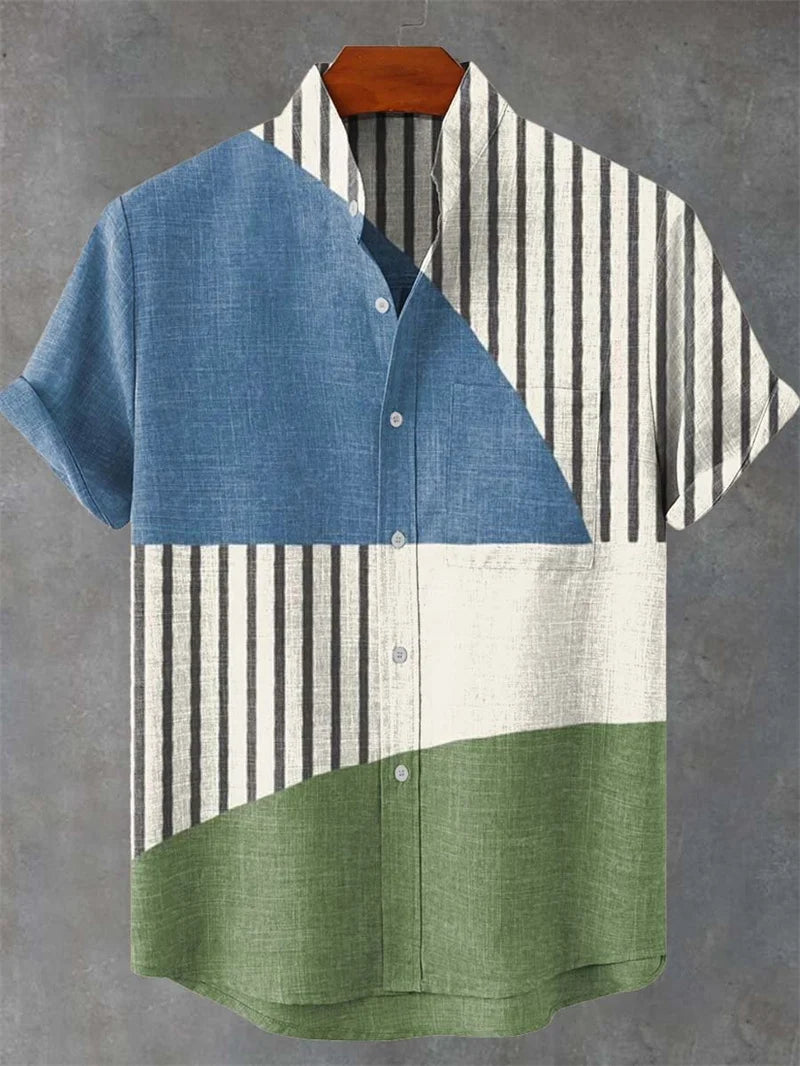 Kavari Royale Linen Striped Shirt – Short Sleeve Summer Essential