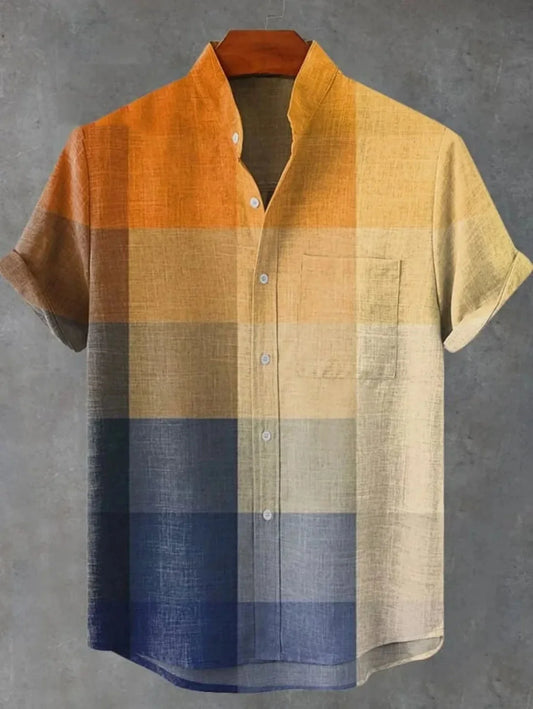 Kavari Royale Men’s Artistic Print Linen Shirt – Casual Short Sleeve Minimal Pattern Top | Fast Delivery