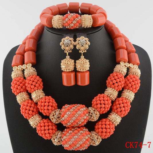 Kavari Royale African Beads Jewelry Set – Women’s Crystal Necklace & Earrings Bridal Wedding Jewelry (Nigerian & Indian Style)