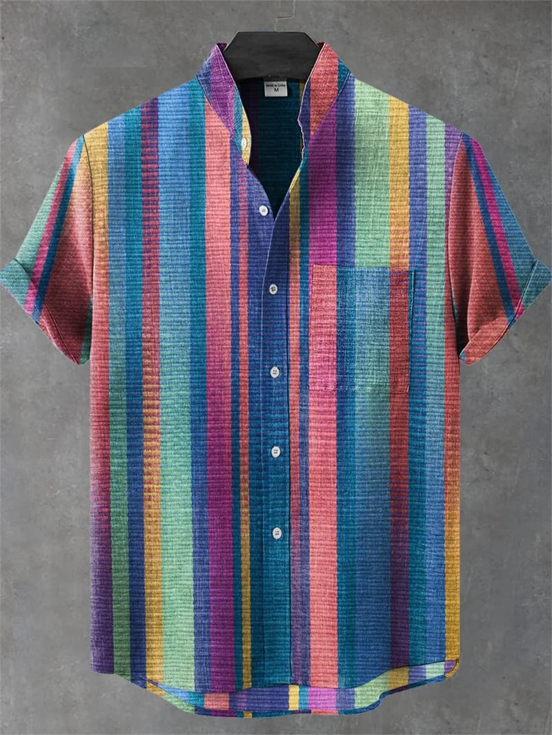 Kavari Royale Linen Striped Shirt – Short Sleeve Summer Essential