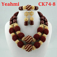 Kavari Royale African Beads Jewelry Set – Women’s Crystal Necklace & Earrings Bridal Wedding Jewelry (Nigerian & Indian Style)