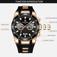 Kavari Royale REWARD Chronograph Watch – Men’s Sport Luxury Silicone Strap