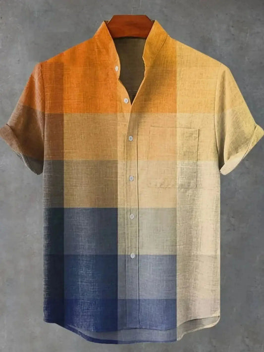 Kavari Royale Men’s Artistic Print Linen Shirt – Casual Short Sleeve Minimal Pattern Top | Fast Delivery