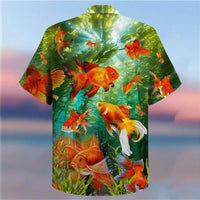 Kavari Royale Men’s Hawaiian Beach Shirt – Coconut Tree Print Short Sleeve Casual Polo Top