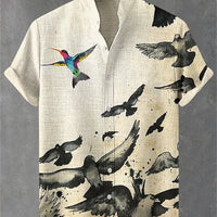 Kavari Royale Men’s Short Sleeve Octopus Print Shirt – Hawaiian Casual Loose Fit Linen-Style Top (XS–6XL)