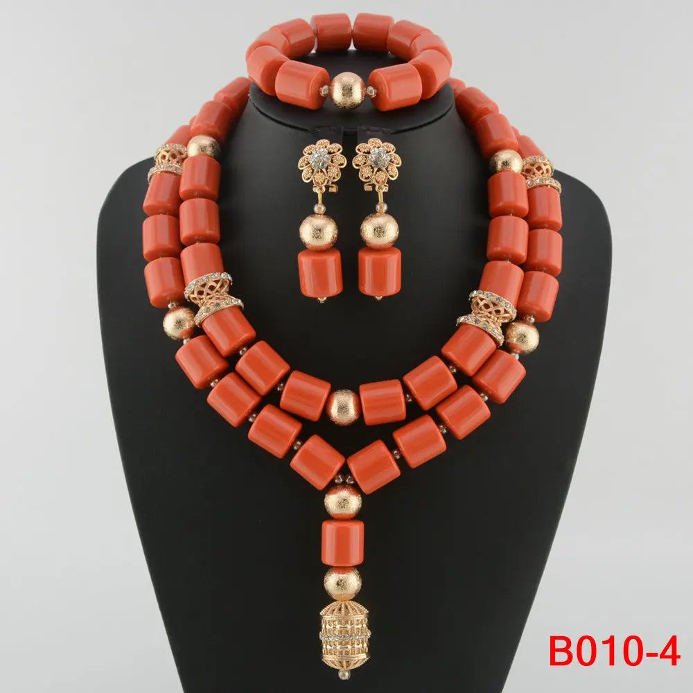 Kavari Royale African Beads Jewelry Set – Women’s Crystal Necklace & Earrings Bridal Wedding Jewelry (Nigerian & Indian Style)