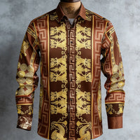 Kavari Royale Men’s French Luxury Baroque Shirt – 3D Printed Long Sleeve Hawaiian Vacation & Wedding Wear