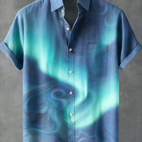 Kavari Royale Men’s Linen Lapel Shirt – Ethnic Totem 3D Printed Hawaiian Short Sleeve Vacation Party Wear