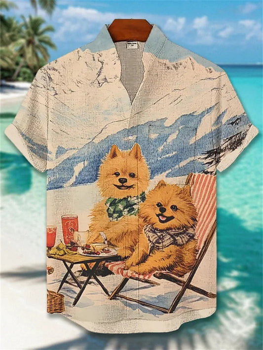Kavari Royale Stand Collar Linen Shirt – Men’s Short Sleeve Summer Wear