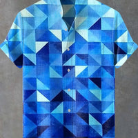 Kavari Royale Men’s Artistic Print Linen Shirt – Casual Short Sleeve Minimal Pattern Top | Fast Delivery