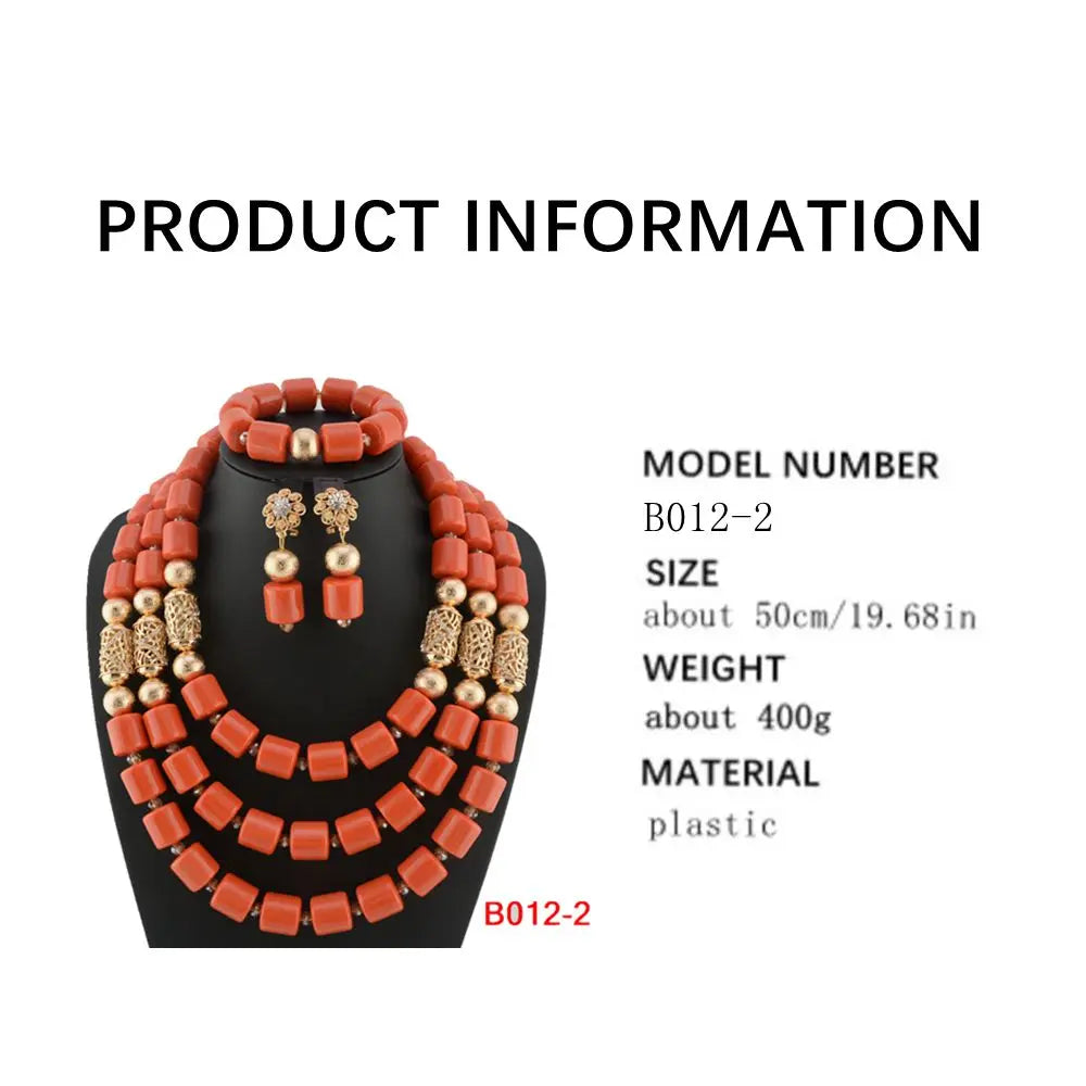 Kavari Royale African Beads Jewelry Set – Women’s Crystal Necklace & Earrings Bridal Wedding Jewelry (Nigerian & Indian Style)