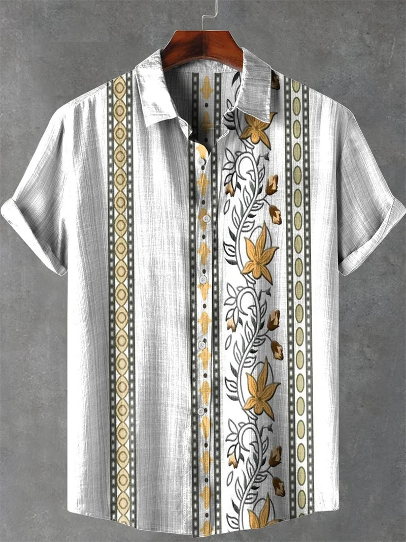 Kavari Royale Linen Striped Shirt – Short Sleeve Summer Essential