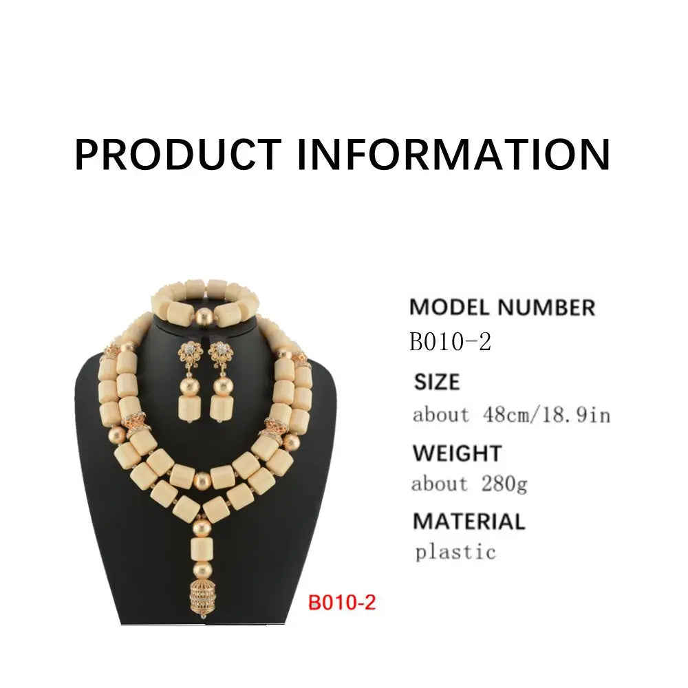 Kavari Royale African Beads Jewelry Set – Women’s Crystal Necklace & Earrings Bridal Wedding Jewelry (Nigerian & Indian Style)