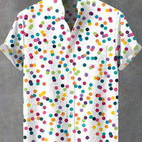 Kavari Royale Men’s Artistic Print Linen Shirt – Casual Short Sleeve Minimal Pattern Top | Fast Delivery