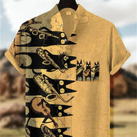 Kavari Royale Men’s Short Sleeve Octopus Print Shirt – Hawaiian Casual Loose Fit Linen-Style Top (XS–6XL)