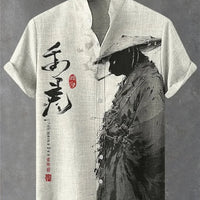 Kavari Royale Stand Collar Linen Shirt – Men’s Short Sleeve Summer Wear